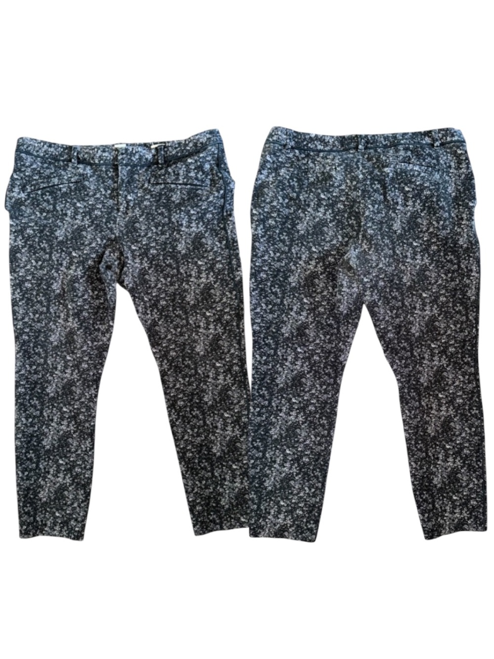 GAP Black and White Floral Patterned Skinny Ankle Pants